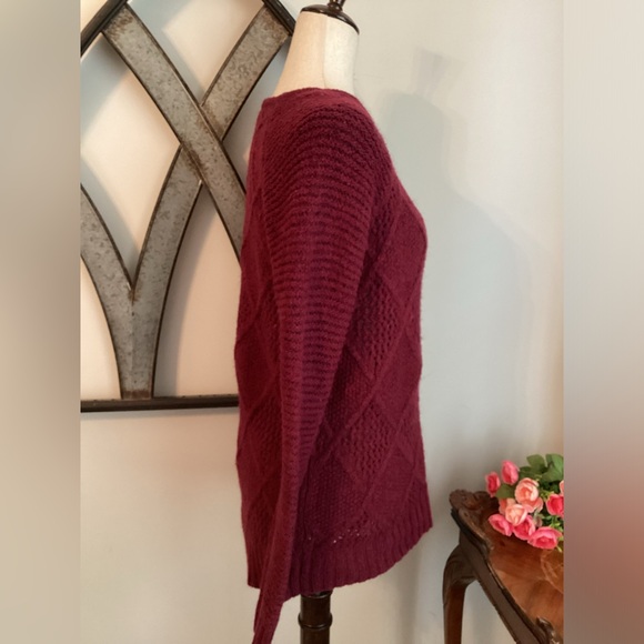 AMERICAN EAGLE Wine Cotton Wool Blend Knit Tunic Roomy Sweater - Picture 7 of 11